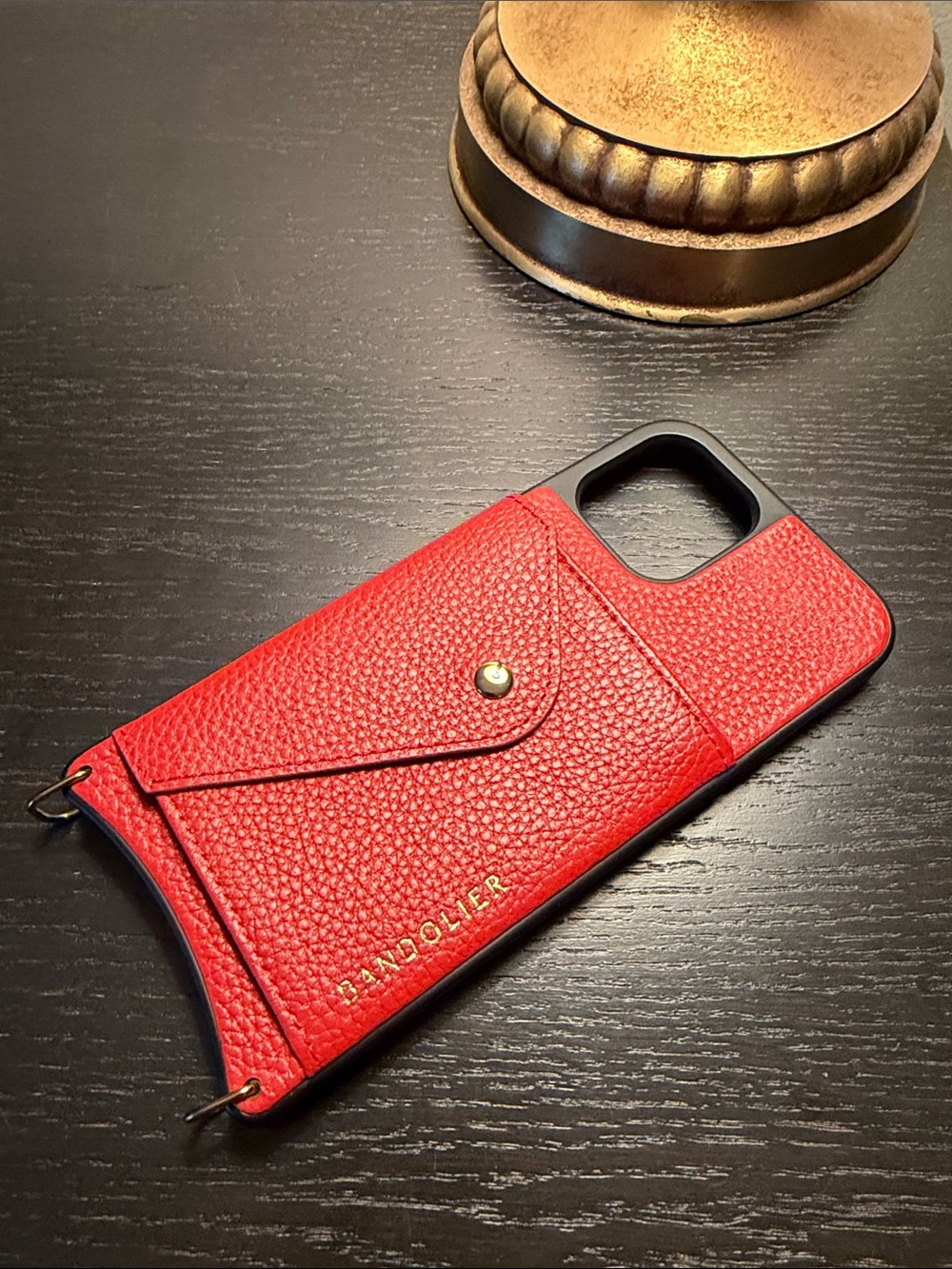 Bandolier Red Leather Card Wallet Phone Case